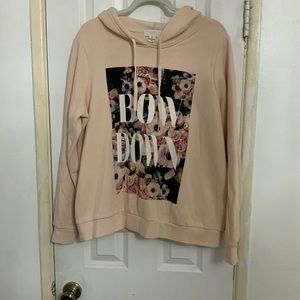 Pink bow down hoodie